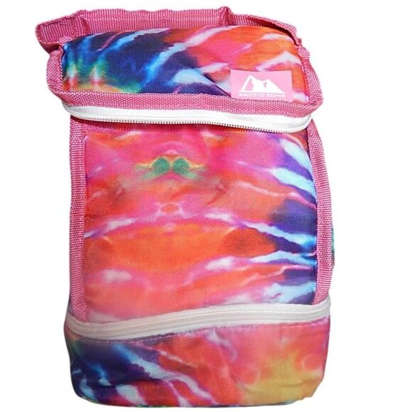 ARCTIC ZONE dual double compartment pink tie dye soft shell lunchbox bag - Picture 3 of 11